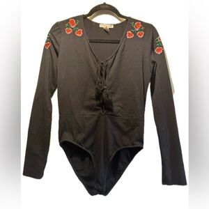Forever 21 Floral Embroidered Bodysuit